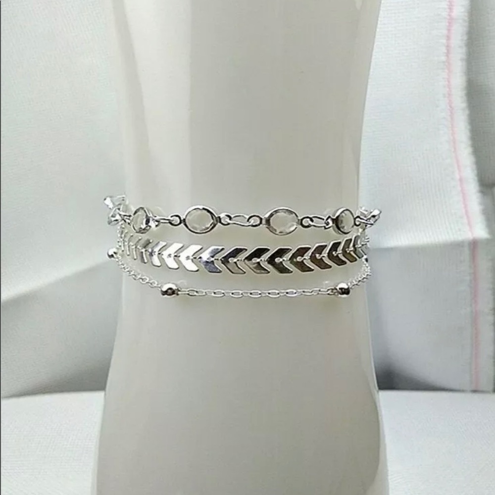 Silver Stack Anklets Set - Picture 2 of 4